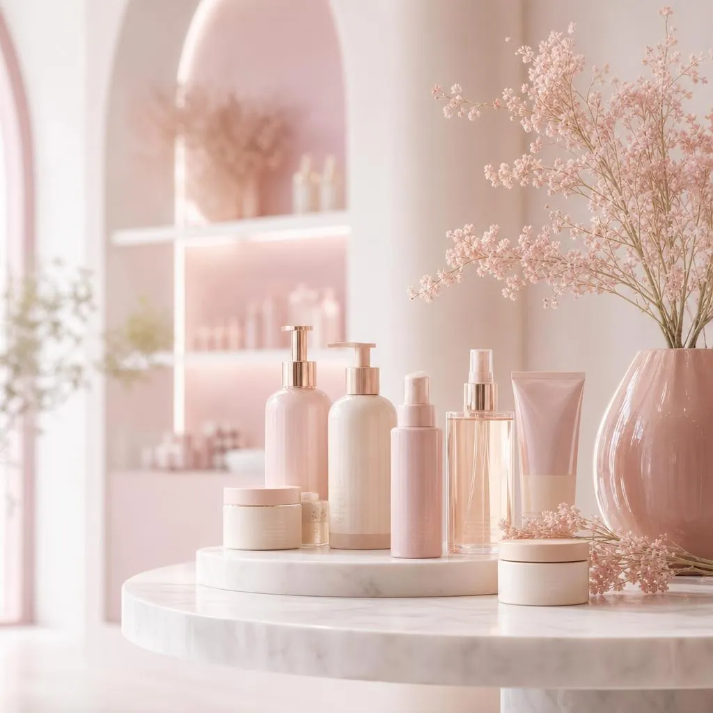Productos de peluquería en tonos pastel